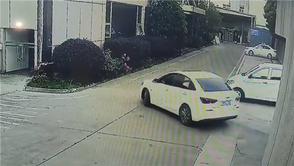 女子园区内开车化身“拆迁队”：撞碎大门玻璃碎一地