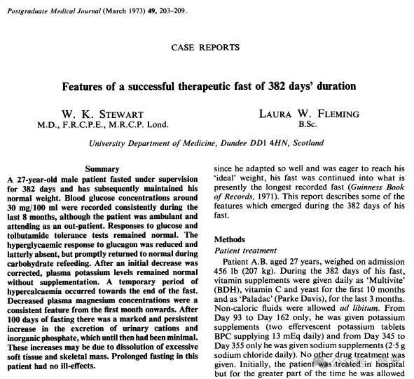 400斤的大胖子持续382天没吃饭：瘦了250斤！
