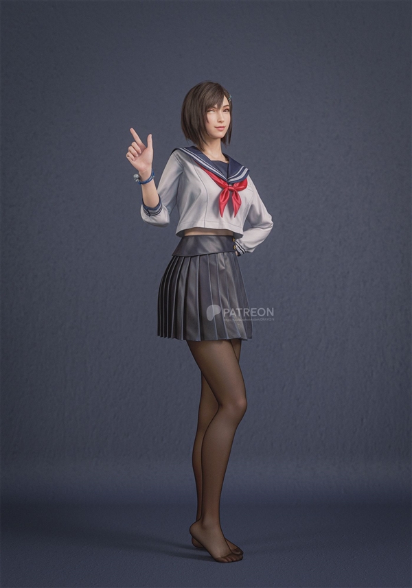 3D区大神发《最终幻想7：重生》美图：JK短发蒂法与”坏女人”爱丽丝