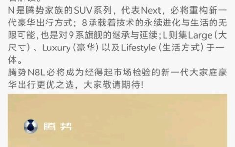 腾势高管回应拼错自家N8L：太激动 手抖了