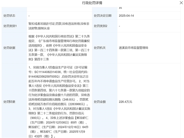 315曝光的保水虾仁涉事企业现状：违法所得已被没收并被罚款