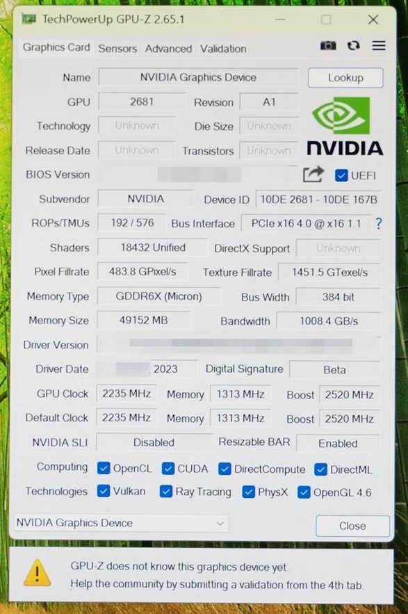 从未发布的Titan Ada首测：满血AD102核心、48GB显存、双16针供电