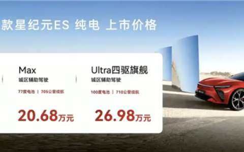 智界S7亲兄弟！新款星途星纪元ES纯电版上市：售18.98万起