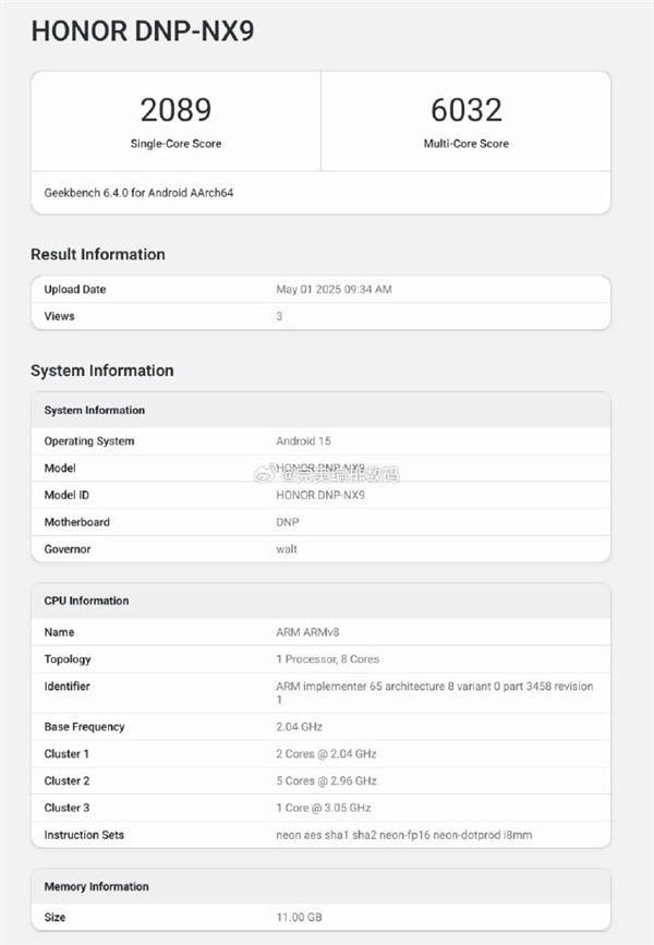 荣耀400 Pro跑分出炉：预计搭载降频版骁龙8 Gen3平台