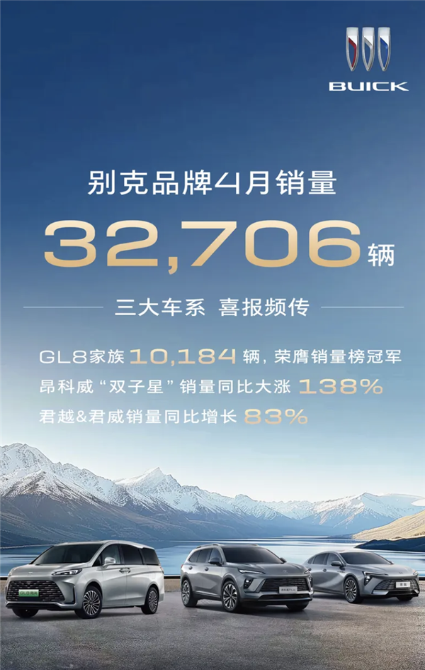 别克品牌4月交付32706辆：GL8家族贡献破万