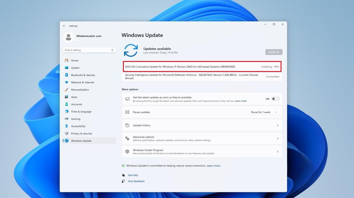 Win11 24H2 六月第3个更新KB5062324发布:修复系统更新故障插图2
