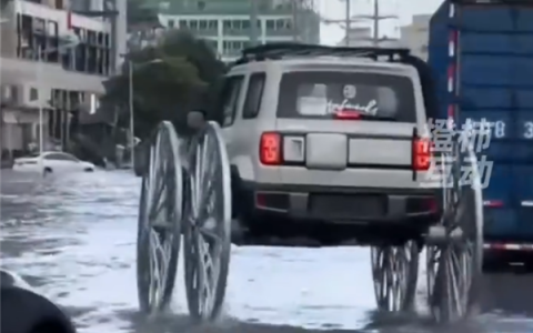 广东台风天男子爆改宝骏悦也上路 车轮比车高！结果惨遭扣车