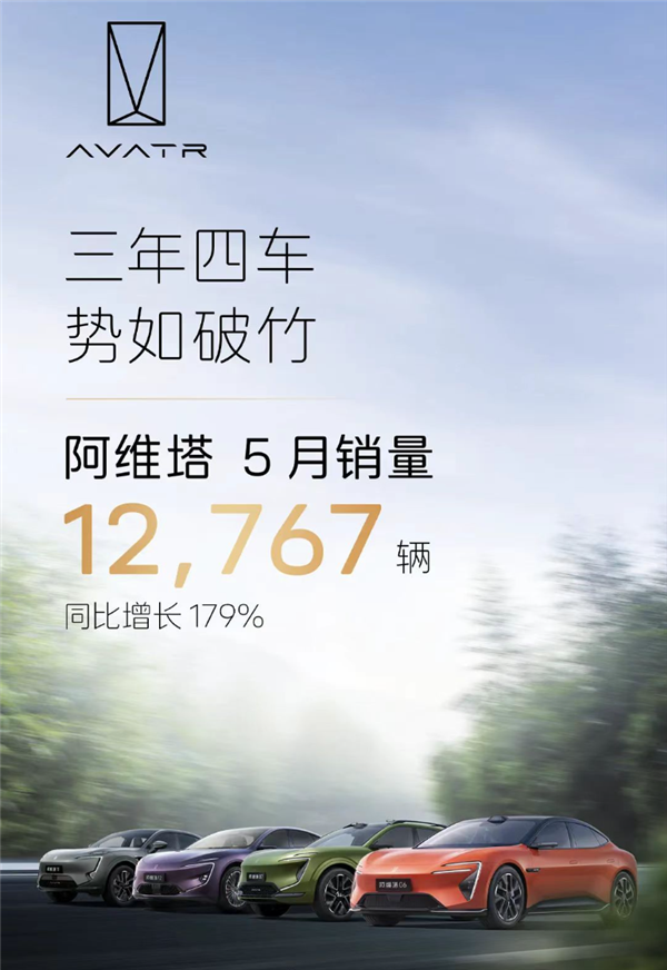 三年造四车大获成功！阿维塔5月销售12767辆 同比大增179%