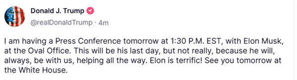 变革失败！马斯克告别政府效率部回归特斯拉：特朗普直言了不起