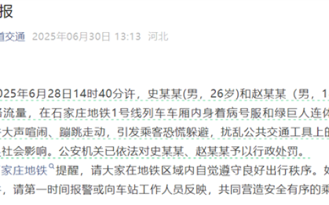 两男子地铁内穿病号服和绿巨石连体衣拍视频引恐慌   官方情况通报