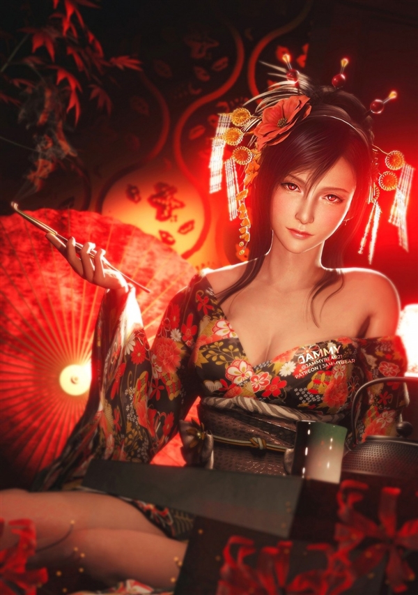 《最终幻想7》蒂法超美3D新图 不愧3D区耶路撒泠