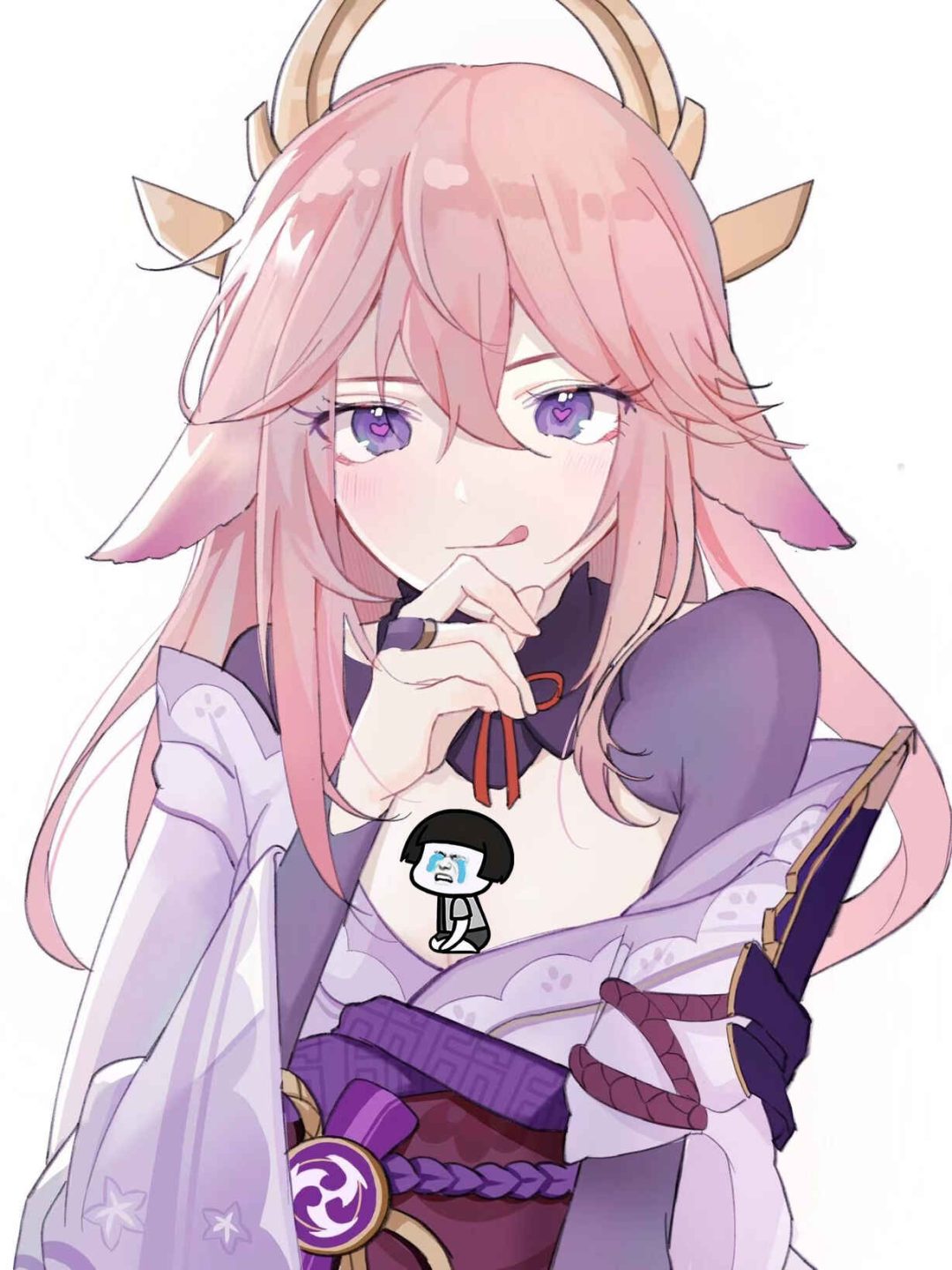 原神雷电将军和八重神子 让八神穿上了雷神的衣服