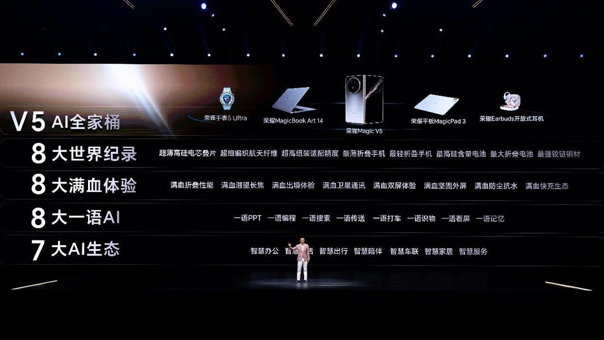 售价8999元起! 满血旗舰折叠屏手机荣耀Magic V5发布