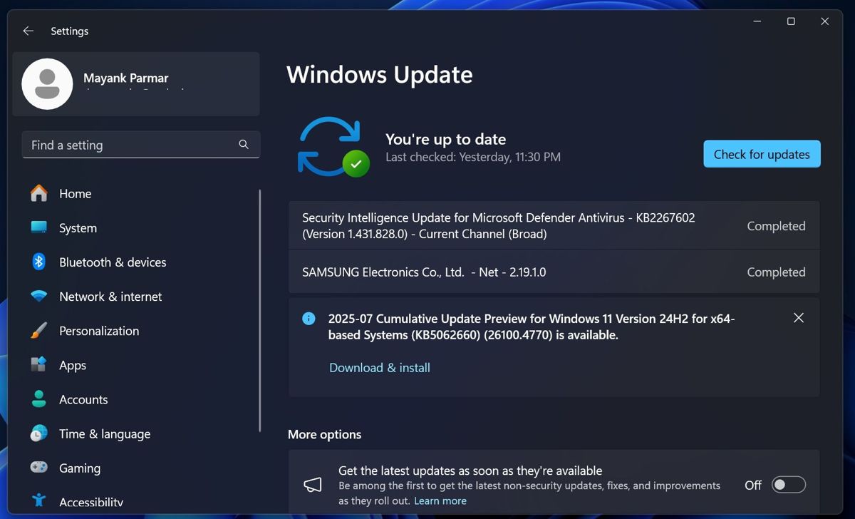 Win11 24H2 7月可选更新KB5062660发布:增强AI+PC功能体验