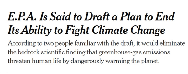 美国环保局：温室气体对人类无害 将解除多个行业所有排放限制
