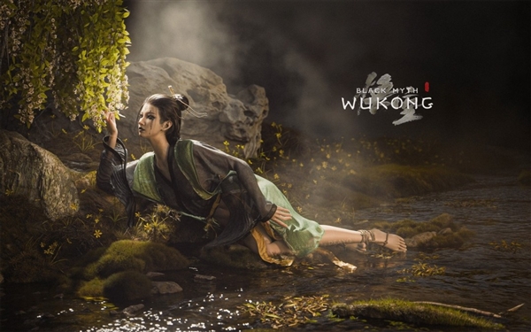 《黑神话》3D新艺术图欣赏 四妹卧溪边嗅起花香