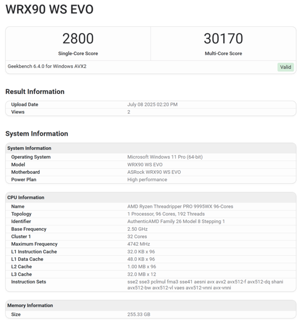 卖价9万元的顶级CPU！AMD线程撕裂者PRO 9995WX现身跑分