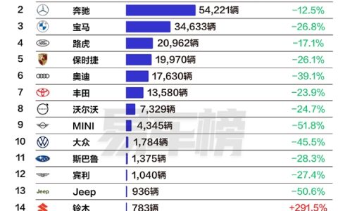 上半年中国进口车品牌销量榜：前十阵营除了雷克萨斯 其余全线暴跌