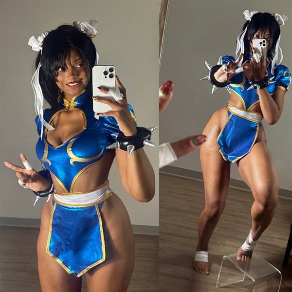 黑人老妹儿cos春丽 这粗壮大腿确实还原插图 黑人老妹儿cos春丽 这粗壮大腿确实还原