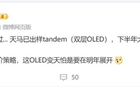 天马出样双层OLED 博主：明年OLED市场要变天