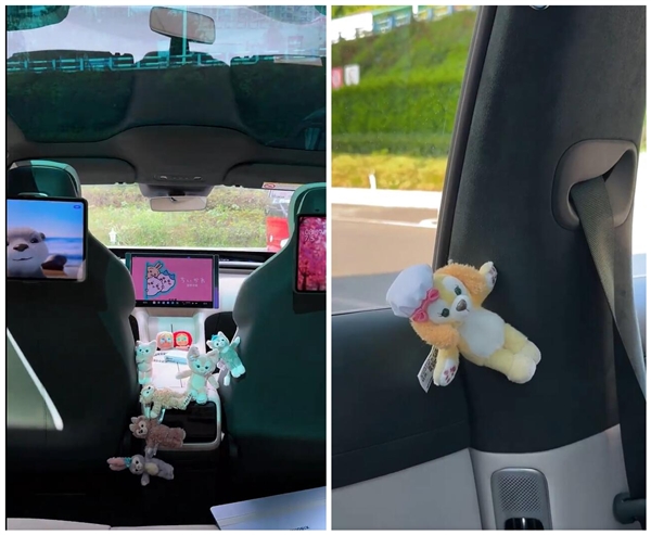 女生给小米YU7贴满玩偶：称YU7是少女心收割机 雷军也被吸引住了