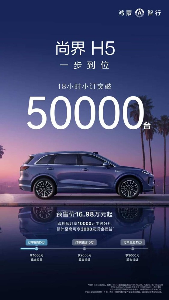 尚界H5小订18小时突破5万台，处处长板，碾压同级