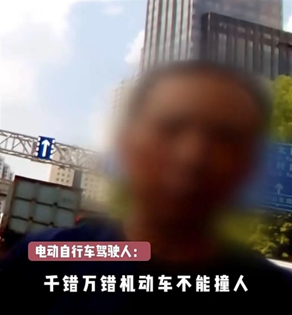 男子骑电动闯红灯被撞后怒吼：千错万错 机动车不能撞人 交警判罚后大快人心