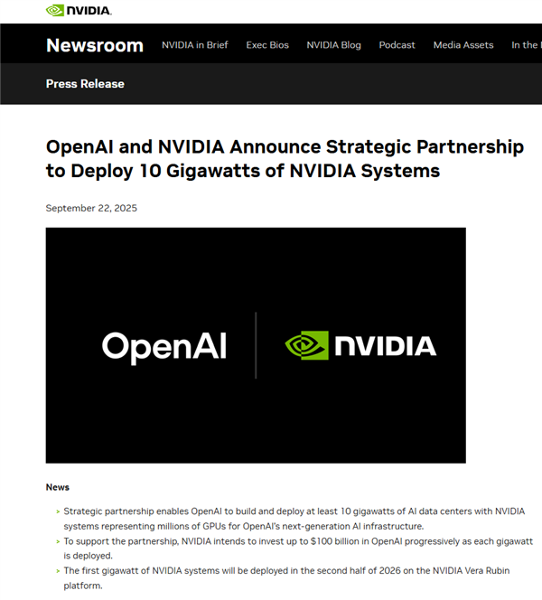 拟向OpenAI投资1000亿美元！英伟达大涨近4% 总市值逼近4.5万亿美元