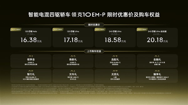 全系标配四驱、激光雷达！领克10 EM-P上市：16.38万起