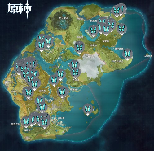 原神蝴蝶哪里多 蝴蝶地图位置一览