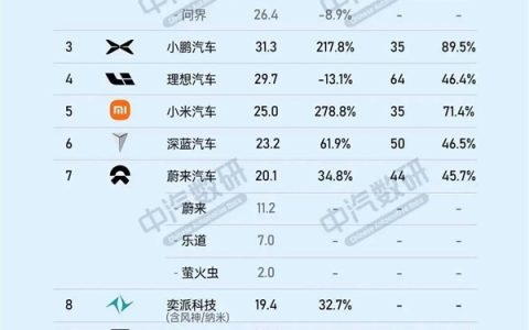 新势力品牌年度目标完成率：小鹏第一 销量暴涨超200%