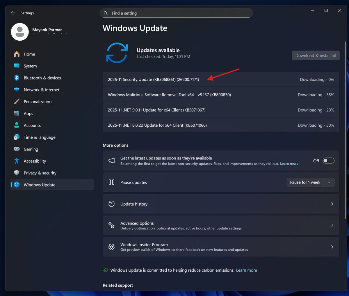 Win11 24H2/25H2 26×00.7171更新推送:附KB5068861完整更新日志